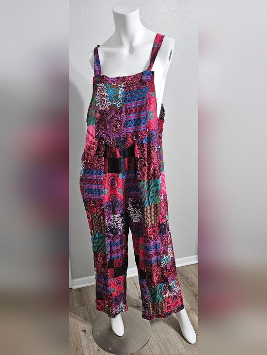 Amazon Pants - Women Summer Boho Floral Loose Wide Leg Overall Jumpsuits with Pockets Size XL